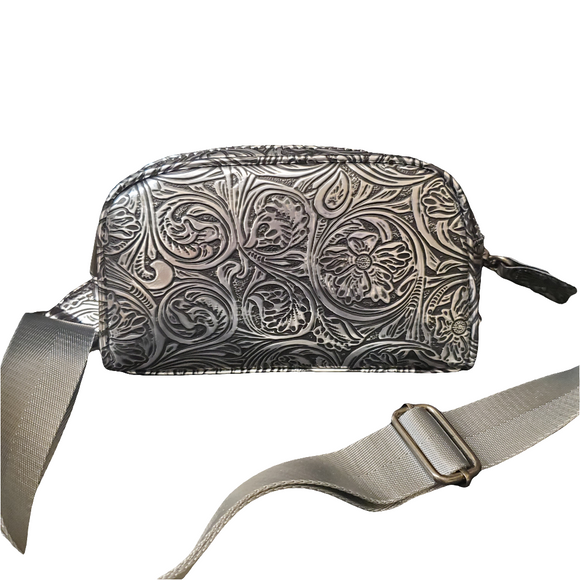 Metallic Grey Tooled Belt Bag by Nocona®