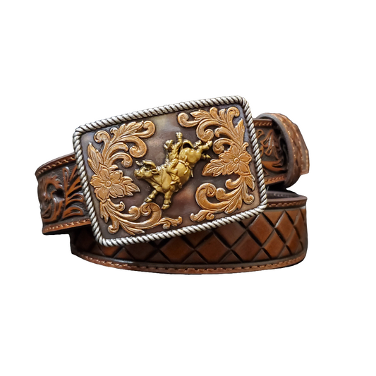 Bull Rider & Diamond Tooled Boy's Belt by 3D Belt®