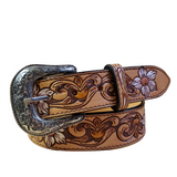 Natural & Metallic Floral Tooled Women's Belt by Nocona®