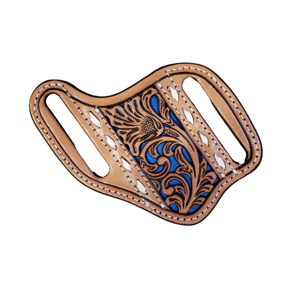 Floral Tooled With Blue Inlay Pancake Knife Sheath by Nocona®