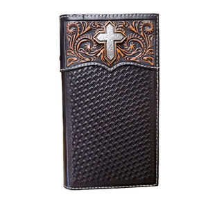Black Basketstamp & Cross Men's Rodeo Wallet by Ariat®