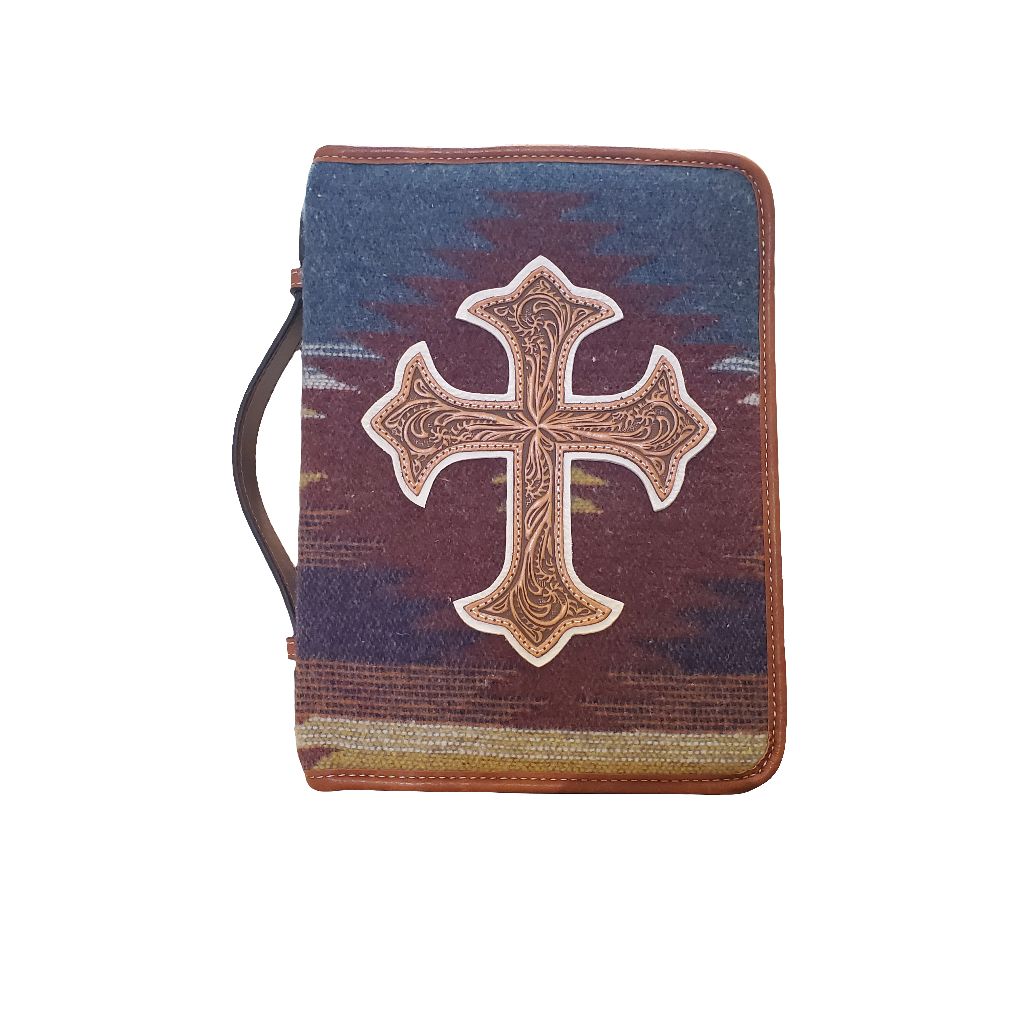 Burgundy & Navy Southwest Cowboy Bible Cover by Nocona®