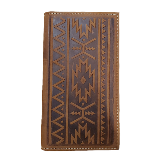 Olied Tan Aztec Embossed Men's Rodeo Wallet by Nocona®