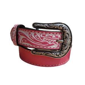 Angel Ranch Pink Western Belt Pink Tooled Girl's Belt By Angel Ranch®