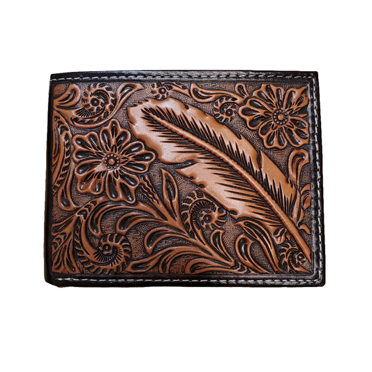 Floral & Feather Bi-Fold Men's Wallet by Ariat®