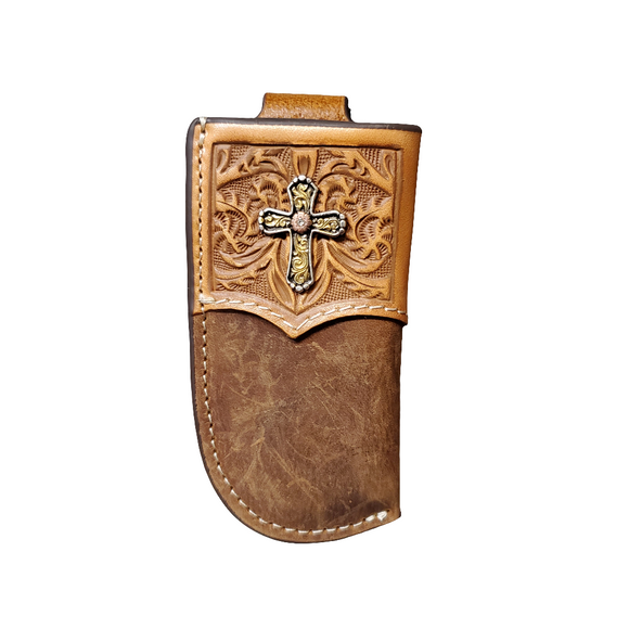 Bomber Brown & Cross Concho Knife Sheath by Nocona®