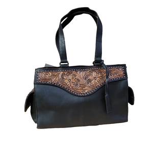 Floral Tooled Black Hand Bag by Nocona®