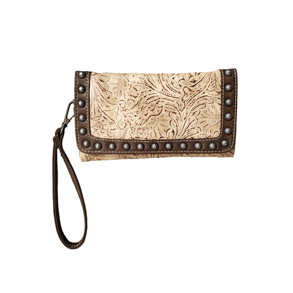 Tan & Brown Floral Tri-Fold Women's Wallet by Nocona®