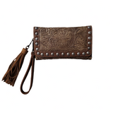 Grey & Brown Floral Tri-Fold Women's Wallet by Nocona®