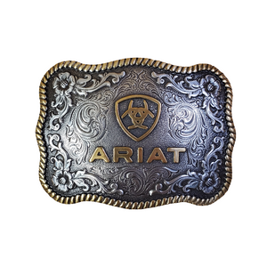 'Ariat' Two Tone Logo & Rope Edge Belt Buckle by Ariat®