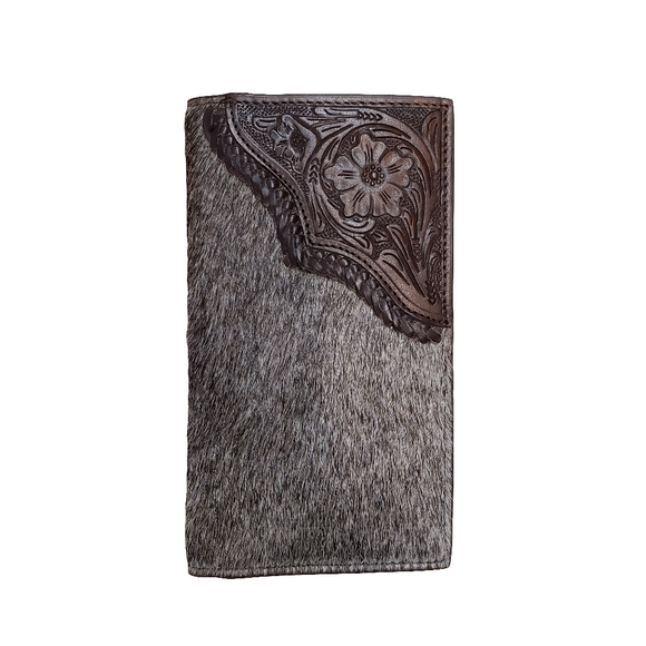Hair-On-Hide & Floral Tooling Men's Rodeo Wallet by Nocona®