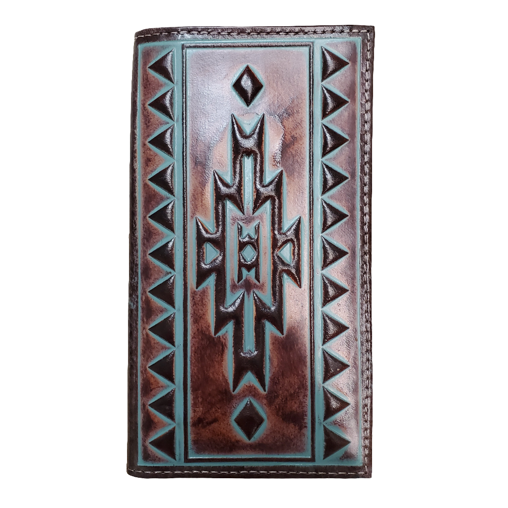 Southwest Teal & Brown Men's Rodeo Wallet by Ariat®