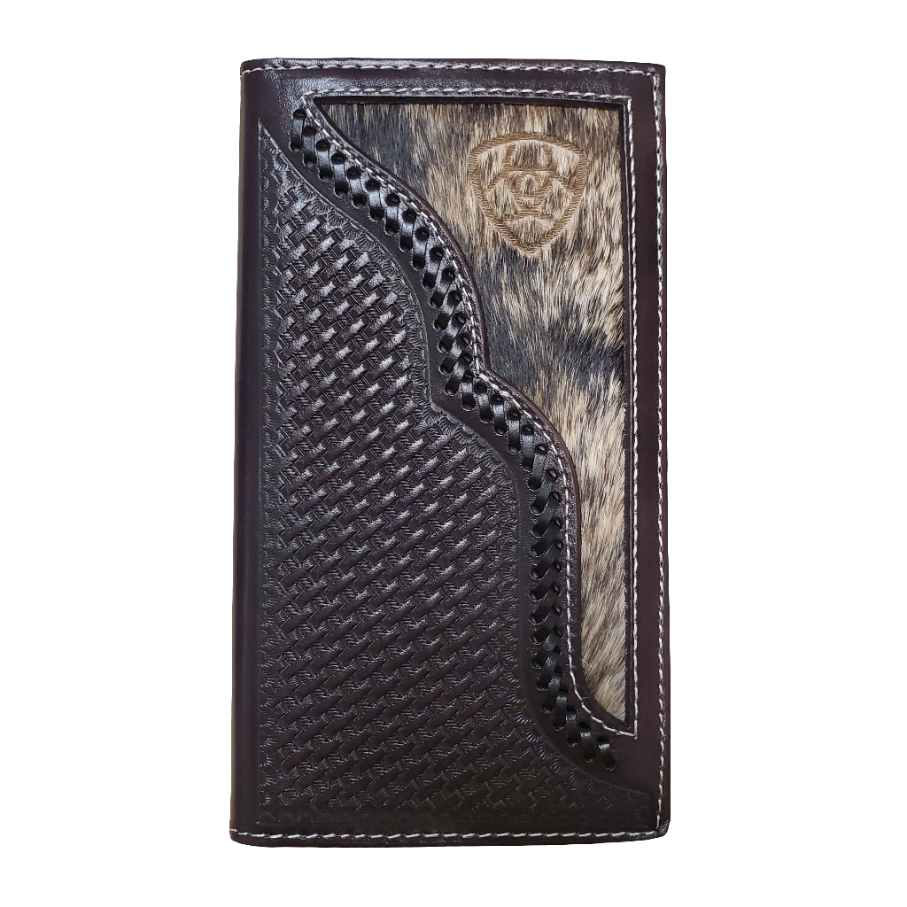 Laced Hair On Hide & Basket Stamped Men's Rodeo Wallet by Ariat®