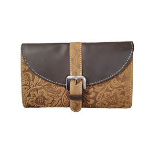 Chocolate & Tan Floral Tri-Fold Women's Wallet by Nocona®