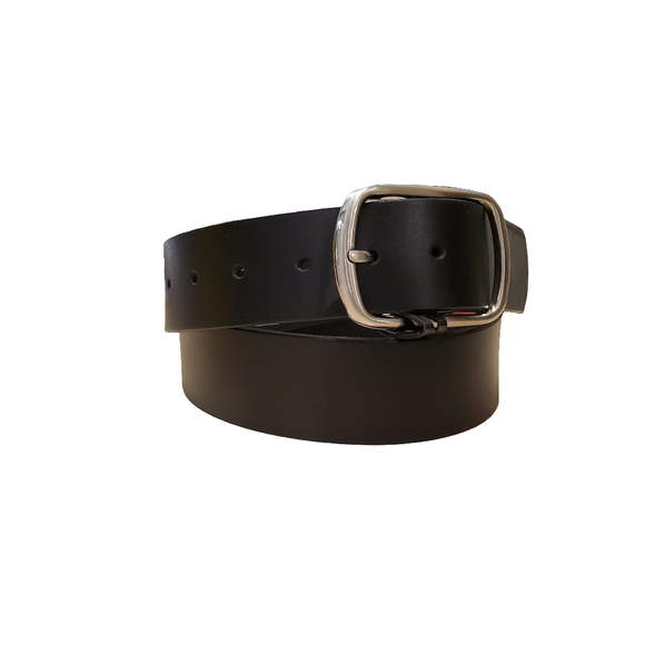 Black Double Bar Buckle Leather Women's Belt