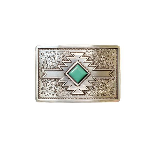 Aqua Aztec Belt Buckle by Blazin Roxx®