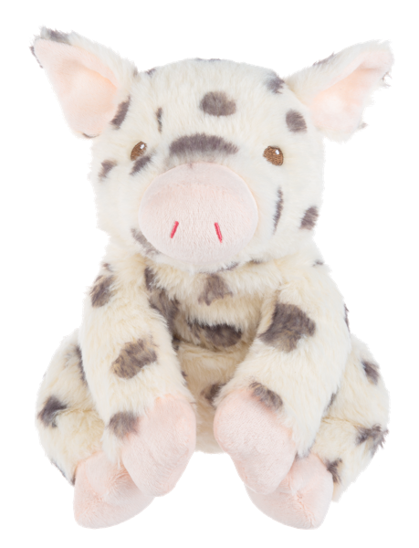 Plush Ganz toy pig with brown spots on a white background