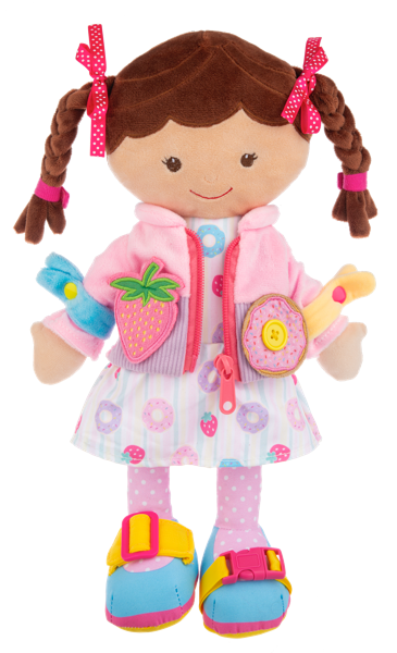 Ganz Toy doll with a pink jacket and colorful outfit on a white background