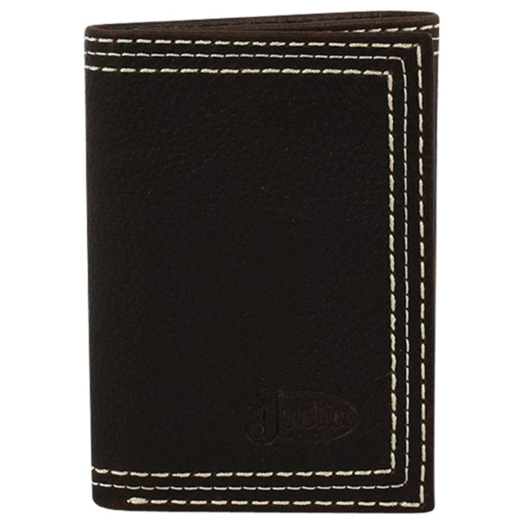 Chocolate Top Grain Tri-Fold Men's Wallet by Justin®