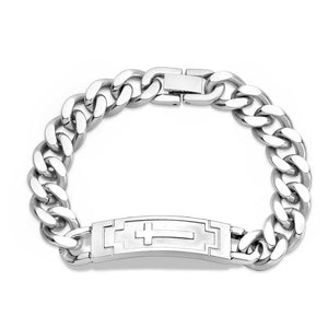 'Devoted Faith' Cross Cuban Link Men's Bracelet by Montana Silversmiths®