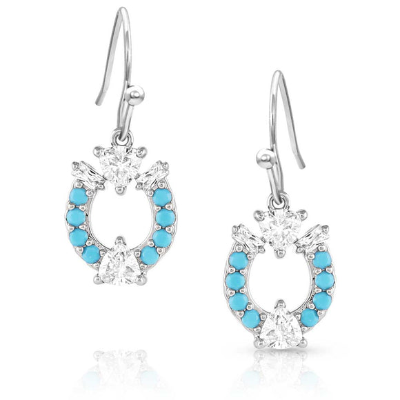 Crystal & Turquoise Horseshoe Earrings by Montana Silversmiths®