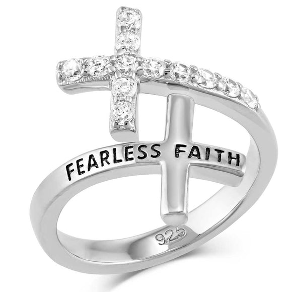 'Fearless Faith' Crystal Cross Ring by Montana Silversmiths®