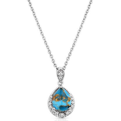 Silver Montana Silversmiths necklace with a turquoise stone on a white background