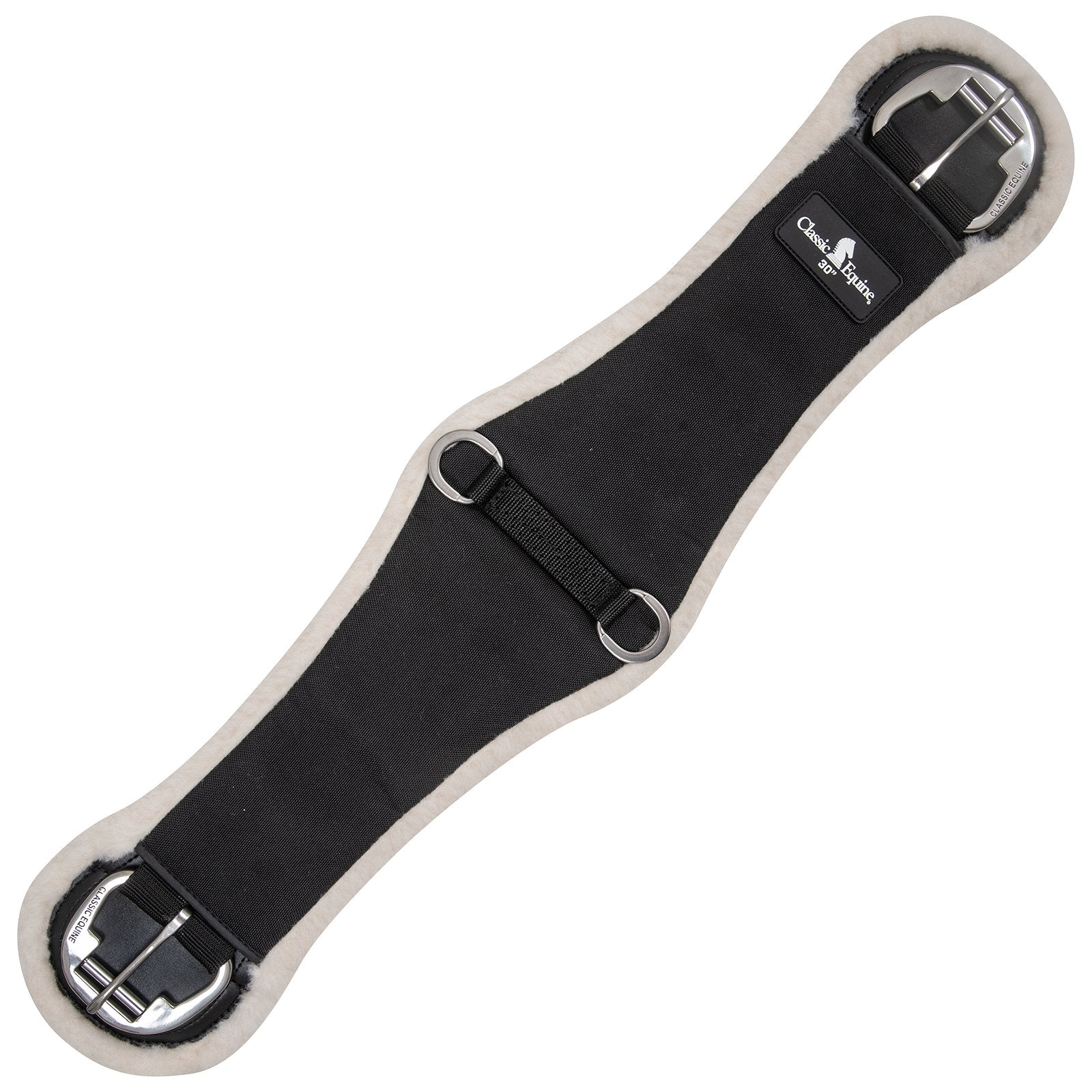 black western cinch with fleece from classic equine with a white background