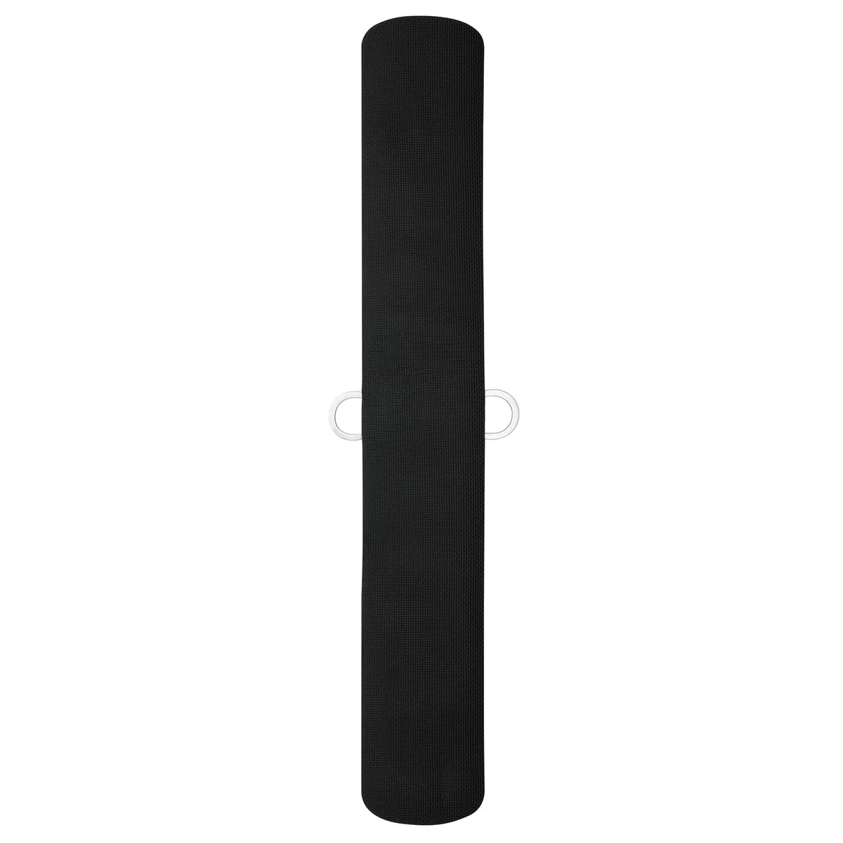 back of a black neoprene lined cinch with buckles on a white background