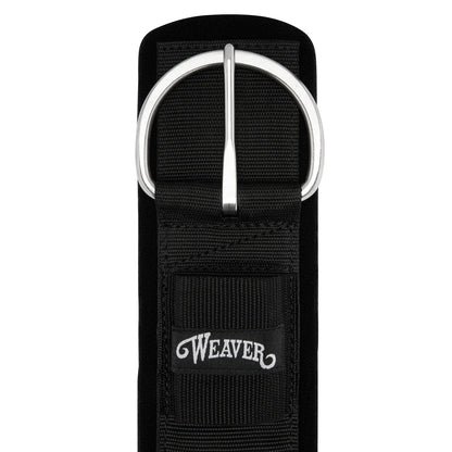 black neoprene lined cinch with buckles on a white background