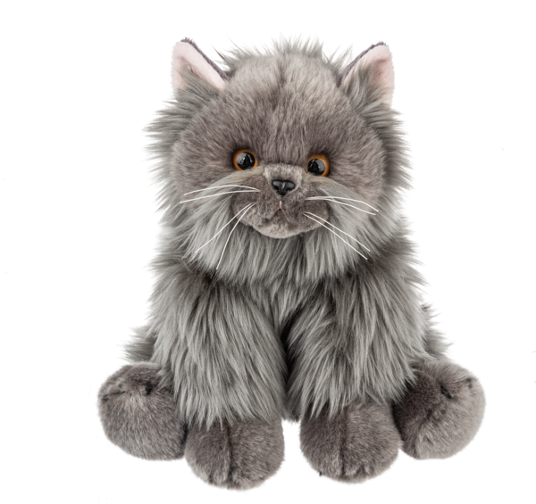 Ganz Plush toy cat with gray fur on a white background