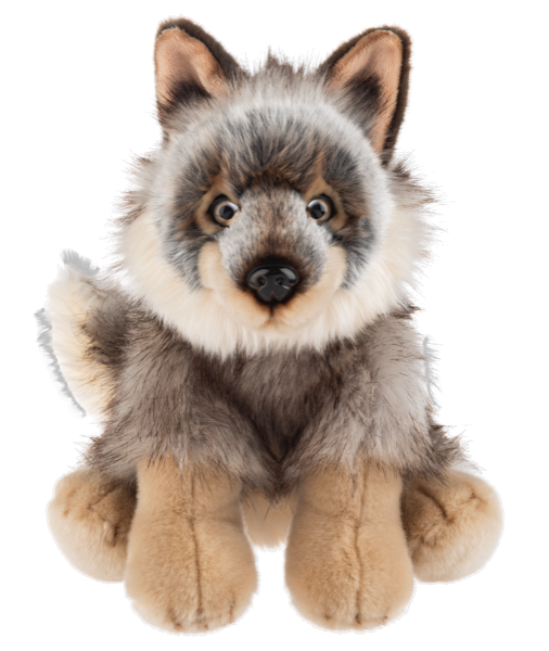 Plush Ganz toy wolf on a white background