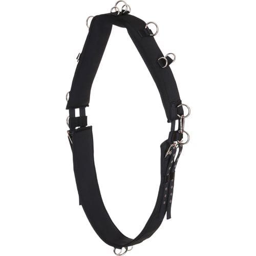 black nylon and neoprene surcingle with nickle plated hardware used in training horses