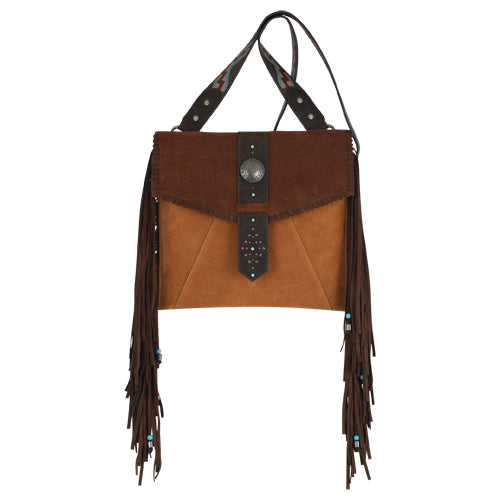 Two Tone Suede & Fringe Crossbody Purse by Red Dirt Hat Co®