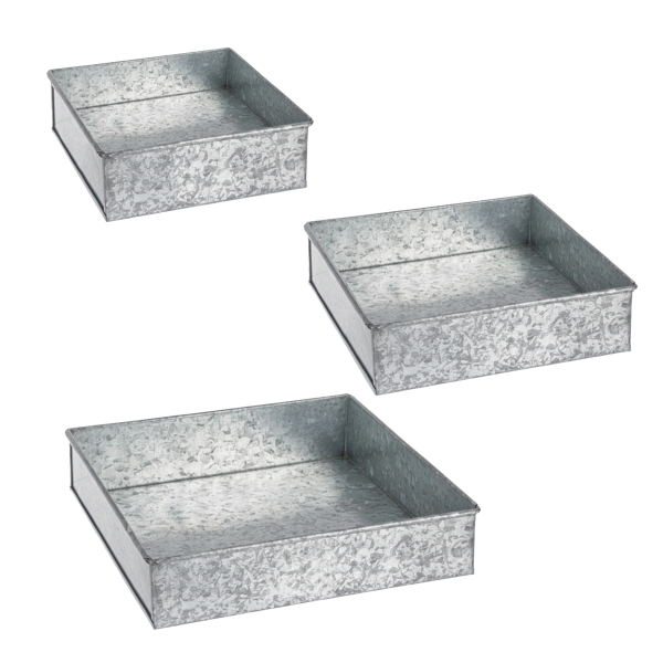 3 metal trays from Ganz for christmas decorating on a white background