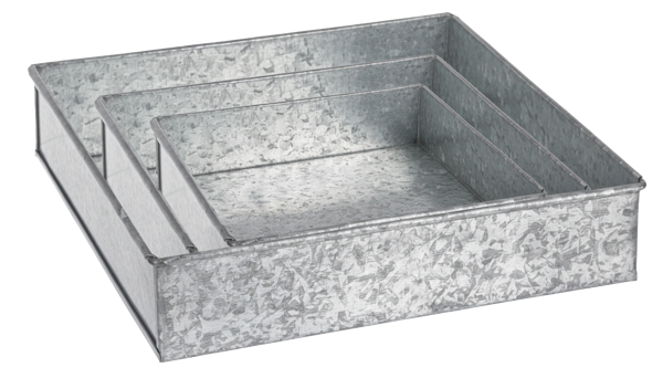 3 metal trays from Ganz for christmas decorating on a white background