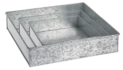 3 metal trays from Ganz for christmas decorating on a white background