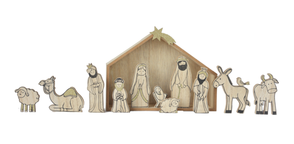 Wood Grain Nativity Set by Ganz®