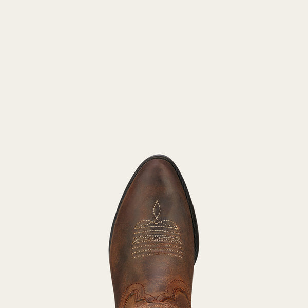 brown leather Ariat kids cowboy boot on a white background
