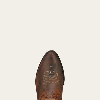 brown leather Ariat kids cowboy boot on a white background