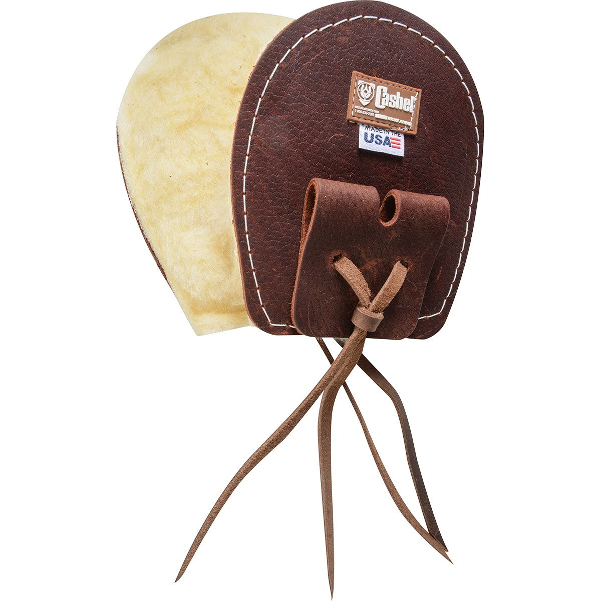 a leather and sheepskin item for use with a western cinch on a western saddle for horse riding