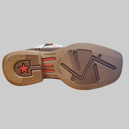 Close-up of a Durango boot sole with branding