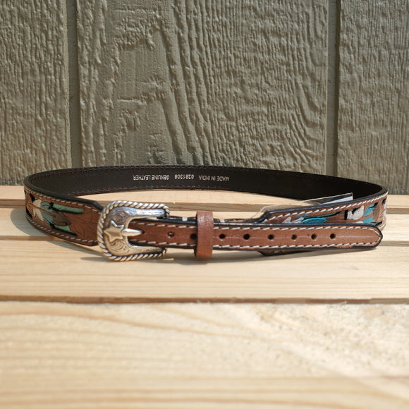 Turquoise Feather Leather Hat Band by Twister®