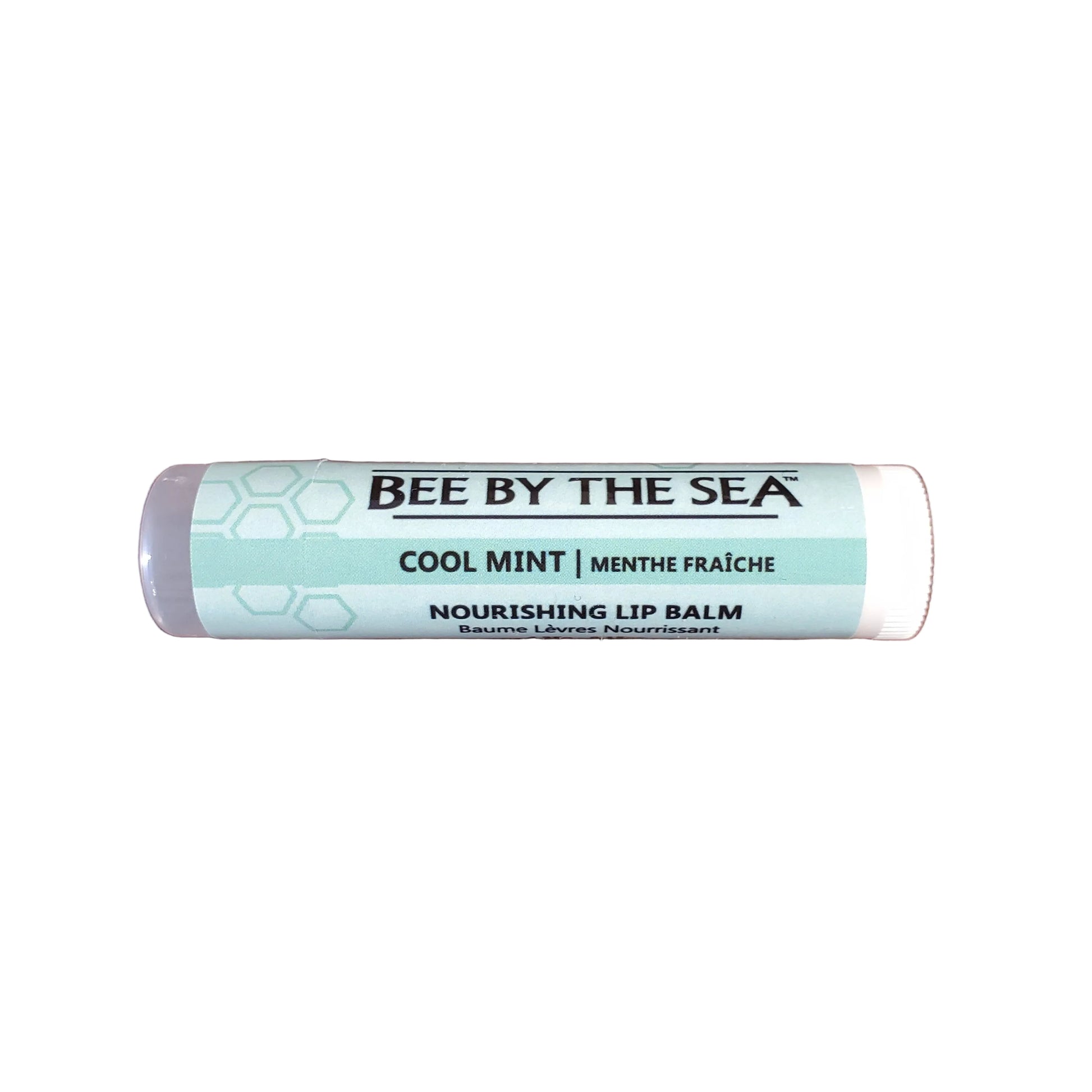 Bee by the Sea Cool Mint lip balm on a white background