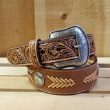 Wide Tan Concho & Laced Men's Belt by Nocona®