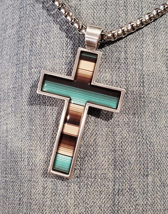 Serape Cross Men's Necklace by Silver Strike®