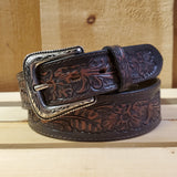 Wide Chocolate Floral Tooled Men's Belt by Nocona®