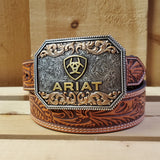 'ARIAT' Buckle & Wide Golden Tooled Men's Belt by Ariat®