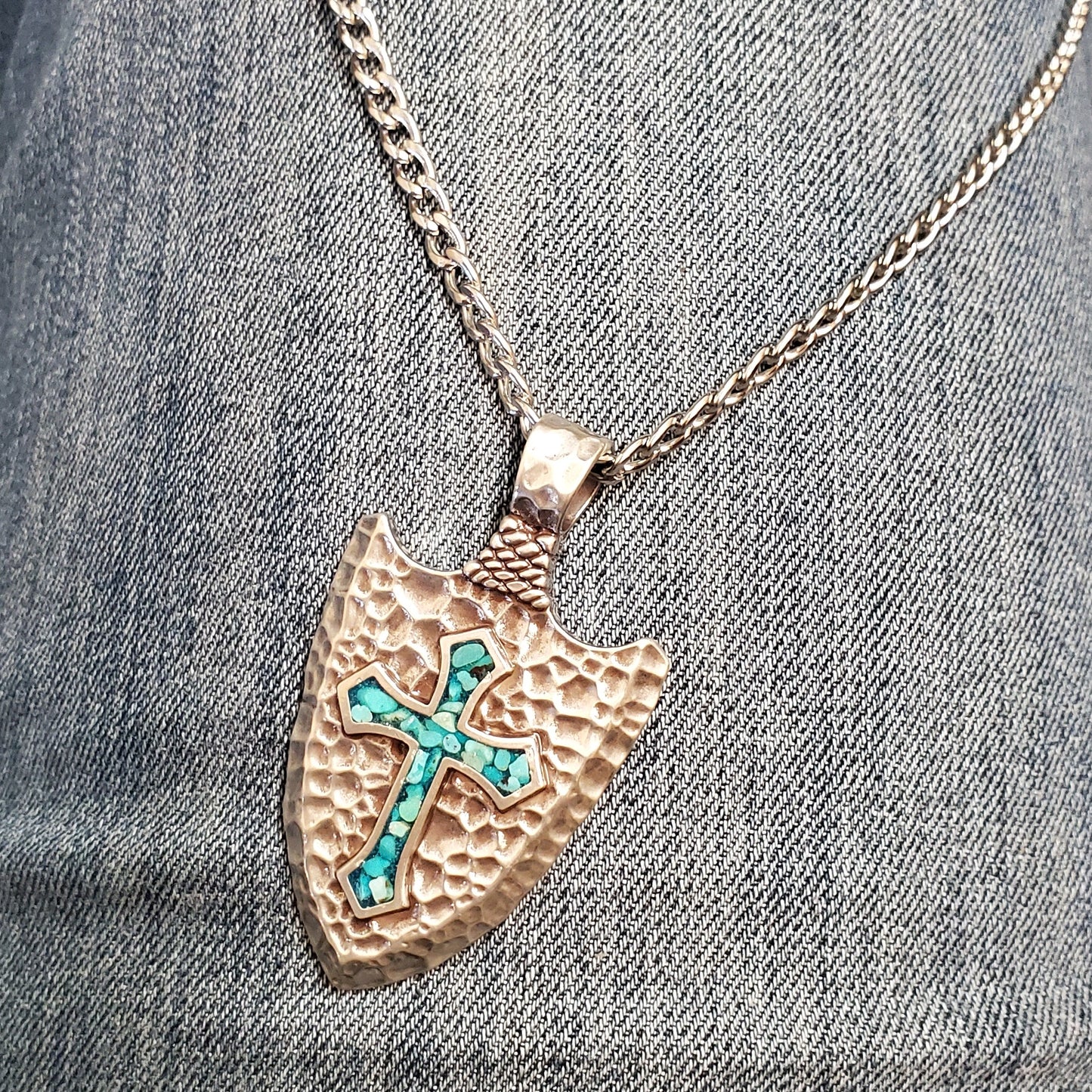Turquoise Cross Arrowhead Men's Necklace by Silver Strike®
