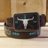 Chocolate Southwest Steerhead Women's Belt by Ariat®